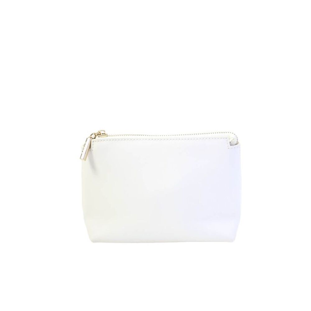Staud Womens Solid Zip Up Makeup Bag White